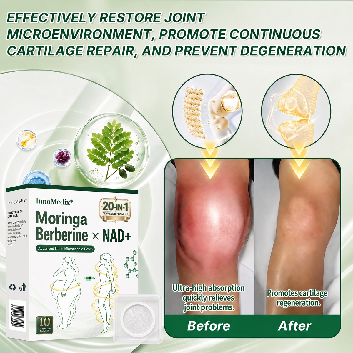 InnoMedix® Moringa Berberine x NAD+ 20-IN-1 Advanced Nano Microneedle Patch( 𝐉𝐮𝐬𝐭 𝐨𝐧𝐜𝐞 𝐚 𝐝𝐚𝐲, 𝐯𝐢𝐬𝐢𝐛𝐥𝐞 𝐜𝐡𝐚𝐧𝐠𝐞𝐬 𝐢𝐧 𝟕 𝐝𝐚𝐲𝐬)