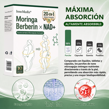 InnoMedix® Moringa Berberina x NAD+ 20-EN-1 Parche Avanzado de Nano-Microagujas (Aplicar solo una vez al día – cambios visibles en tan solo 7 días.)（美国西语）