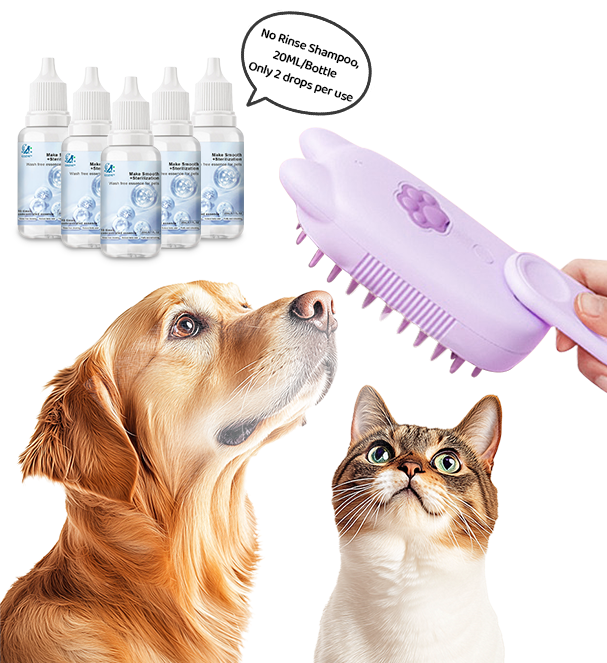 🔥Limited time Discount🔥Spray defur comb with No-Rinse shampoo for Pet Bathing