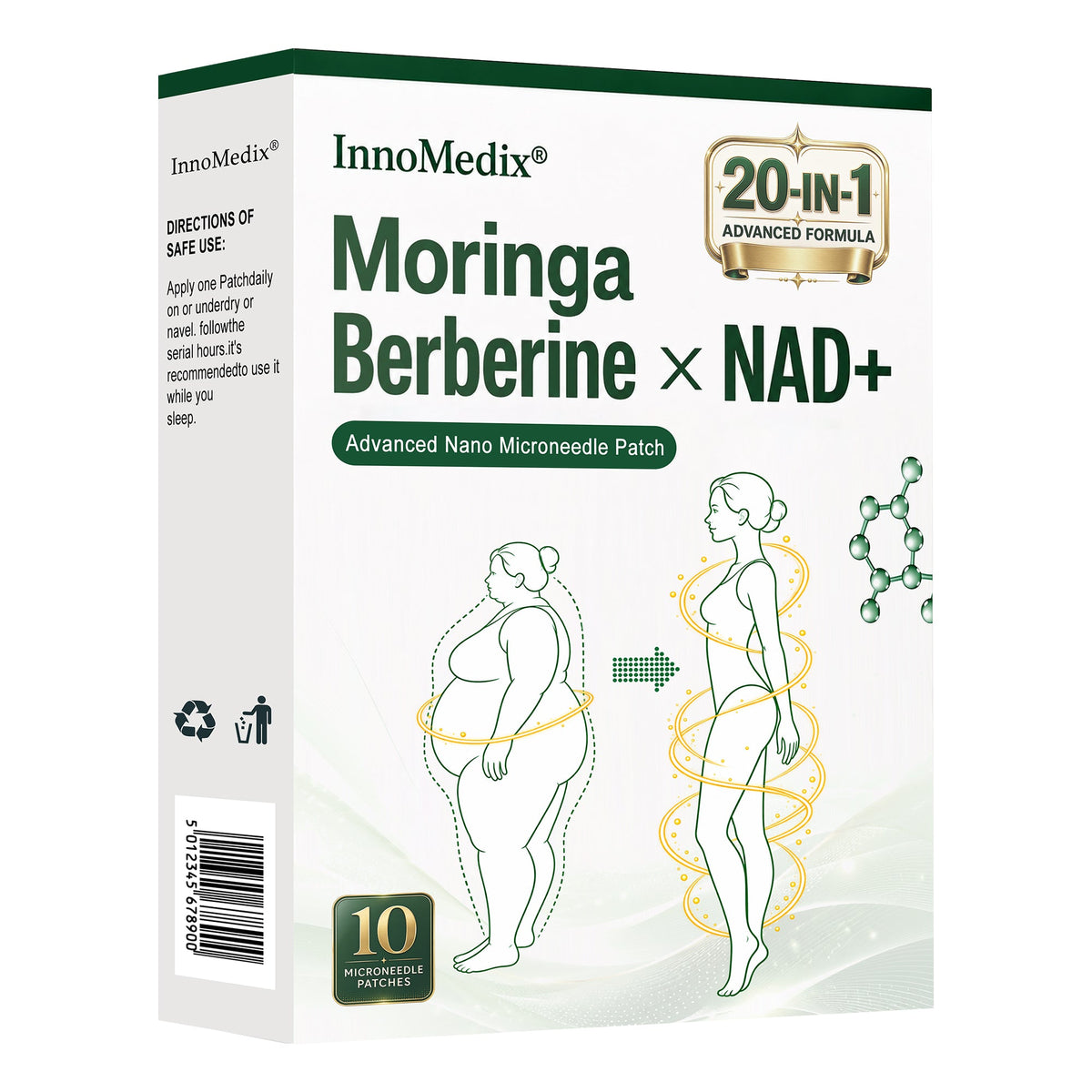 InnoMedix® Moringa Berberine x NAD+ 20-IN-1 Advanced Nano Microneedle Patch( 𝐉𝐮𝐬𝐭 𝐨𝐧𝐜𝐞 𝐚 𝐝𝐚𝐲, 𝐯𝐢𝐬𝐢𝐛𝐥𝐞 𝐜𝐡𝐚𝐧𝐠𝐞𝐬 𝐢𝐧 𝟕 𝐝𝐚𝐲𝐬)（美国英语）