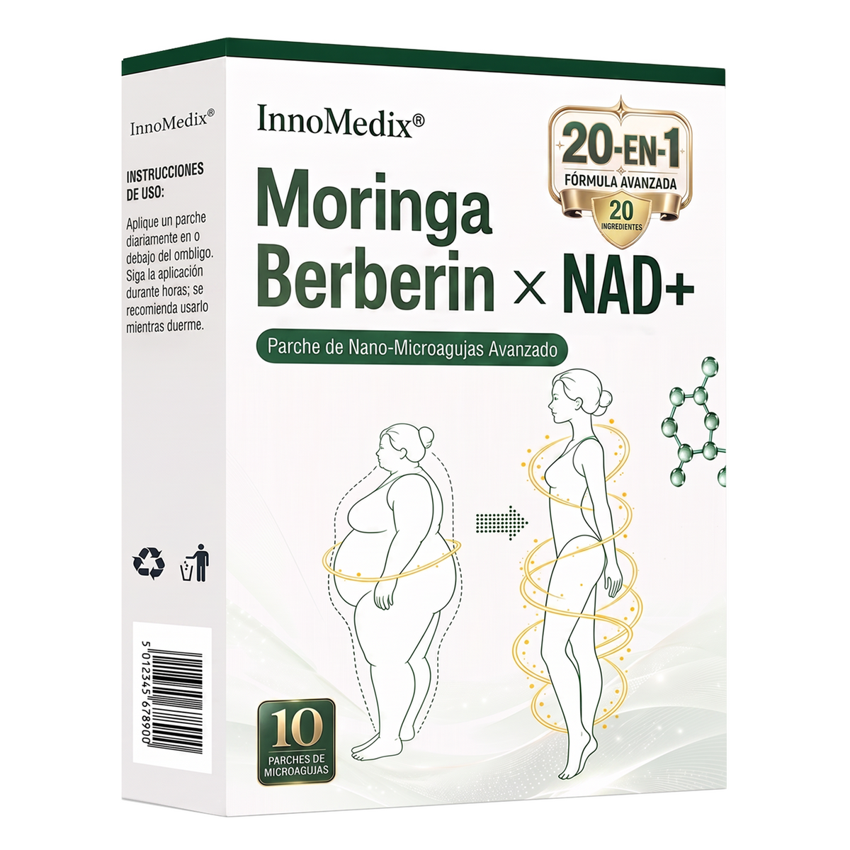 InnoMedix® Moringa Berberina x NAD+ 20-EN-1 Parche Avanzado de Nano-Microagujas (Aplicar solo una vez al día – cambios visibles en tan solo 7 días.)（美国西语）