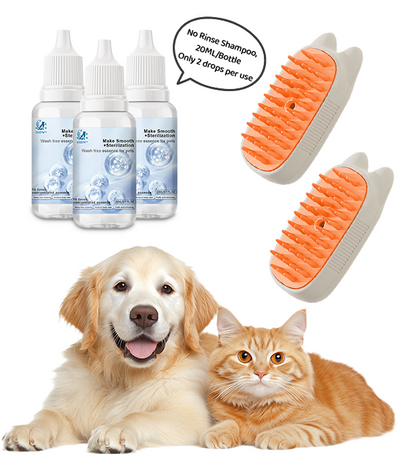 🔥Limited time Discount🔥Spray defur comb with No-Rinse shampoo for Pet Bathing