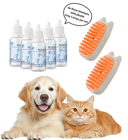🔥Limited time Discount🔥Spray defur comb with No-Rinse shampoo for Pet Bathing