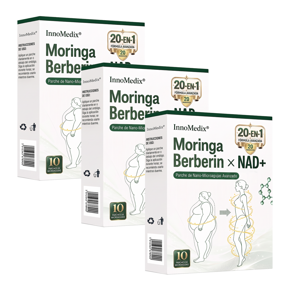 InnoMedix® Moringa Berberina x NAD+ 20-EN-1 Parche Avanzado de Nano-Microagujas (Aplicar solo una vez al día – cambios visibles en tan solo 7 días.)（美国西语）