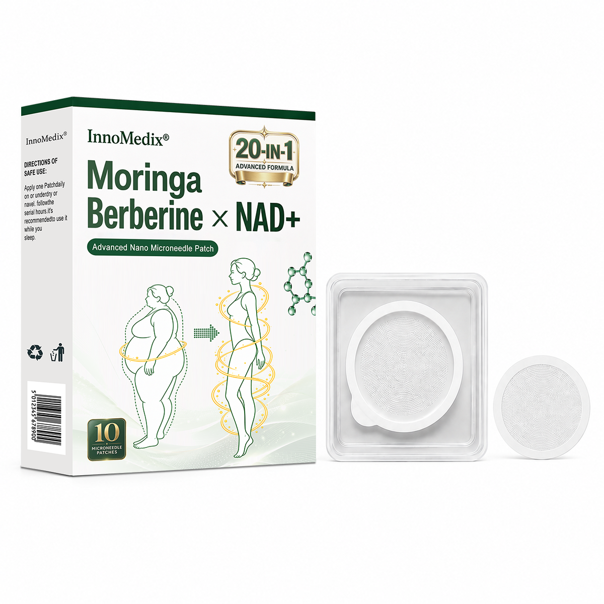 InnoMedix® Moringa Berberine x NAD+ 20-IN-1 Advanced Nano Microneedle Patch( 𝐉𝐮𝐬𝐭 𝐨𝐧𝐜𝐞 𝐚 𝐝𝐚𝐲, 𝐯𝐢𝐬𝐢𝐛𝐥𝐞 𝐜𝐡𝐚𝐧𝐠𝐞𝐬 𝐢𝐧 𝟕 𝐝𝐚𝐲𝐬)（美国英语）