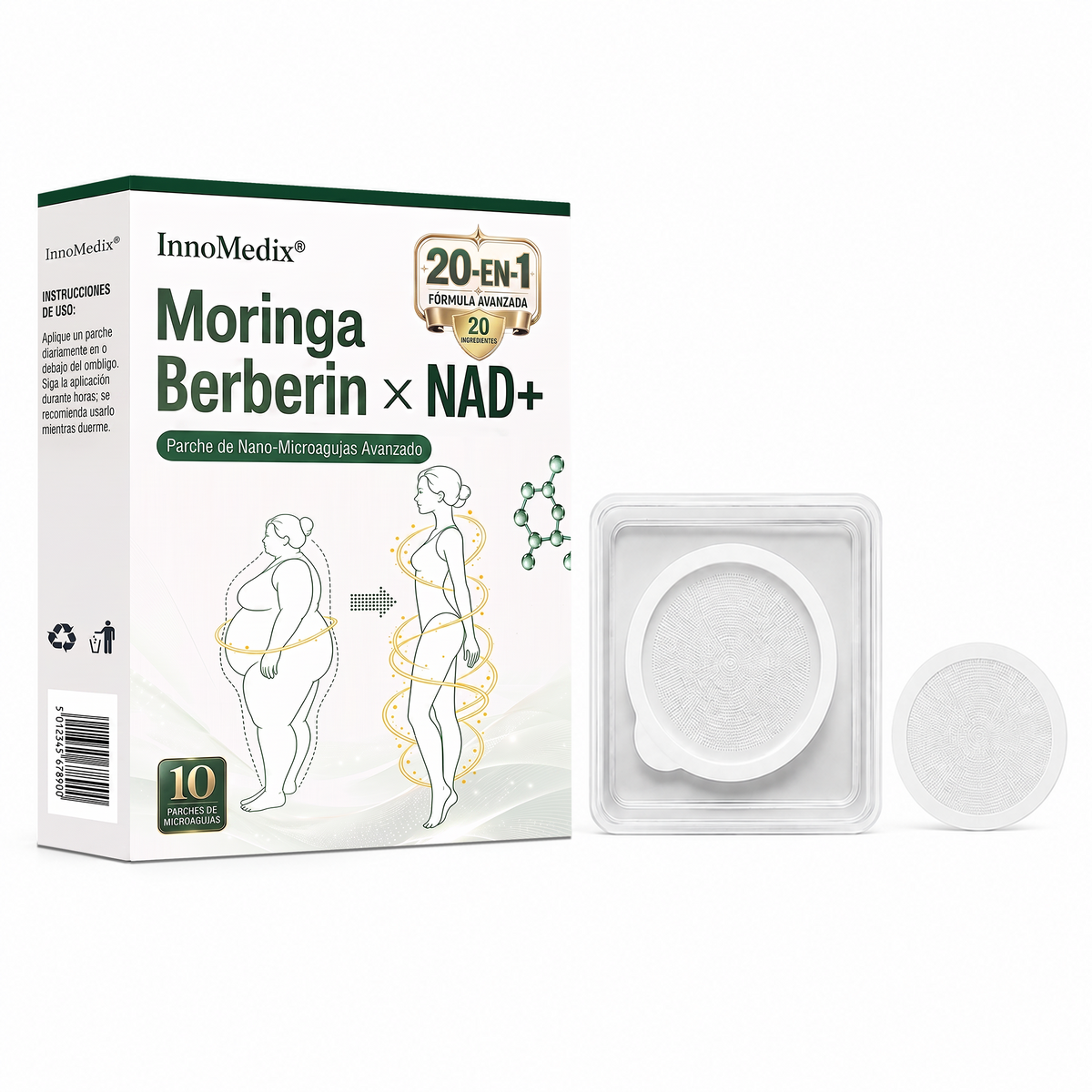 InnoMedix® Moringa Berberina x NAD+ 20-EN-1 Parche Avanzado de Nano-Microagujas (Aplicar solo una vez al día – cambios visibles en tan solo 7 días.)（美国西语）